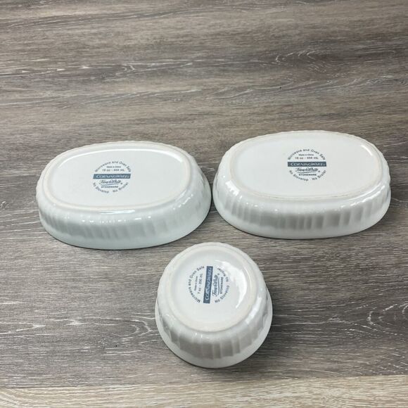 Corning Ware Oval Individual White Casserole Dish No Lids - Set of 3 - Picture 9 of 11